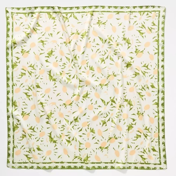 ANTHROPOLOGIE Gardenia Floral Hair Scarves, Set of 2 - Light Green, NWT - Picture 2 of 3
